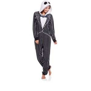 Disney Jack Skellington Fleece Onesie Union Suit Adult Large NWT